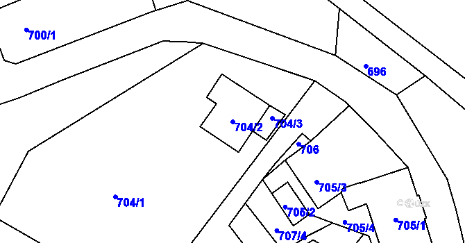 Parcela st. 704/2 v KÚ Vesec u Liberce, Katastrální mapa