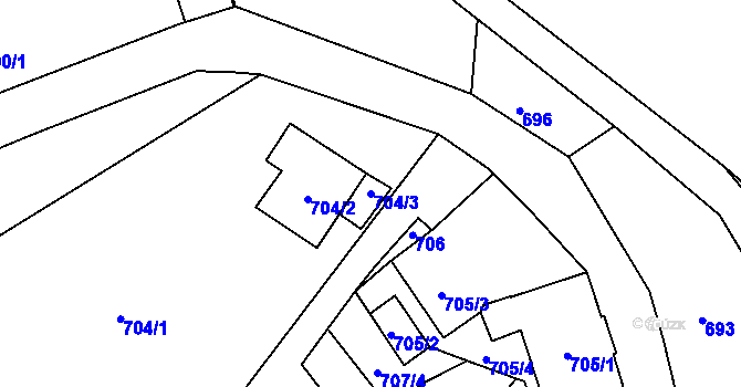 Parcela st. 704/3 v KÚ Vesec u Liberce, Katastrální mapa