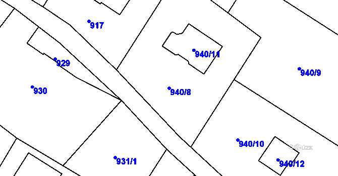 Parcela st. 940/8 v KÚ Vesec u Liberce, Katastrální mapa