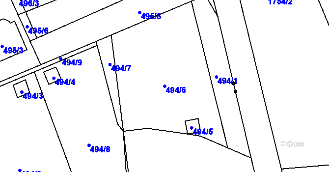 Parcela st. 494/6 v KÚ Vesec u Liberce, Katastrální mapa