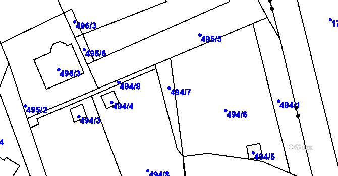 Parcela st. 494/7 v KÚ Vesec u Liberce, Katastrální mapa