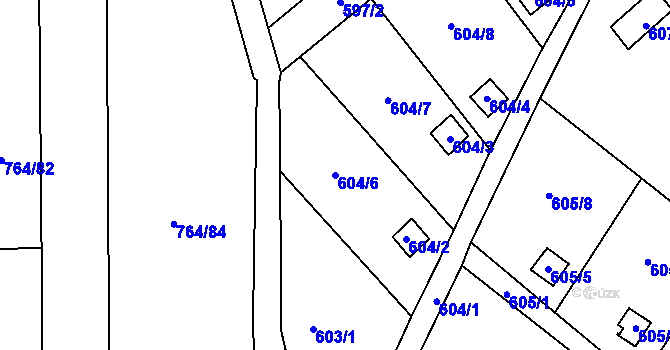 Parcela st. 604/6 v KÚ Vesec u Liberce, Katastrální mapa
