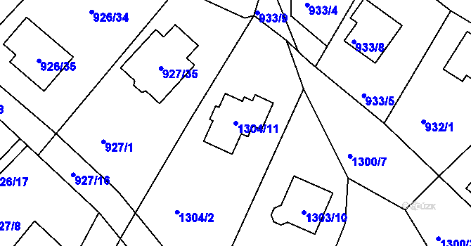Parcela st. 1304/11 v KÚ Vesec u Liberce, Katastrální mapa