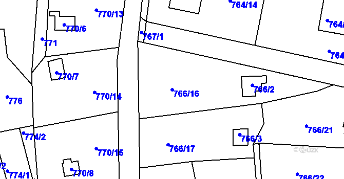 Parcela st. 766/16 v KÚ Vesec u Liberce, Katastrální mapa