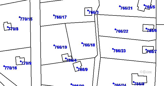 Parcela st. 766/18 v KÚ Vesec u Liberce, Katastrální mapa