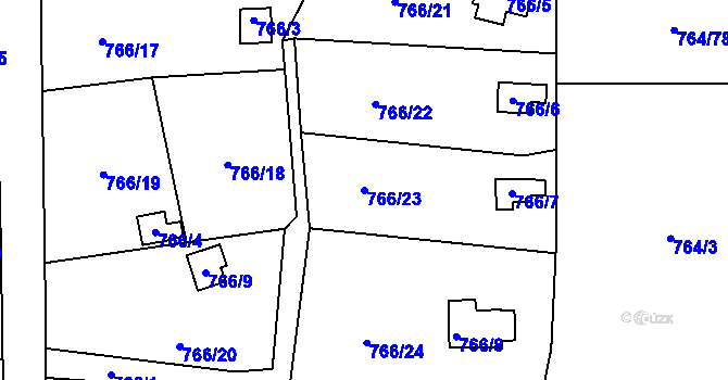 Parcela st. 766/23 v KÚ Vesec u Liberce, Katastrální mapa