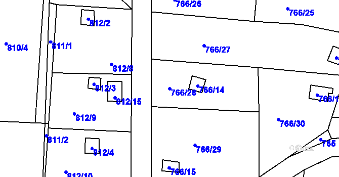 Parcela st. 766/28 v KÚ Vesec u Liberce, Katastrální mapa