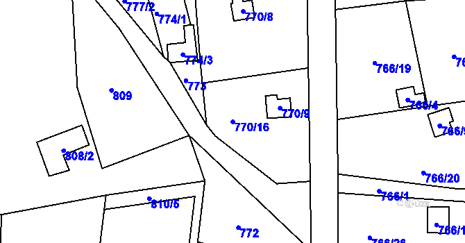Parcela st. 770/16 v KÚ Vesec u Liberce, Katastrální mapa