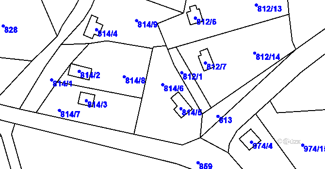 Parcela st. 814/6 v KÚ Vesec u Liberce, Katastrální mapa