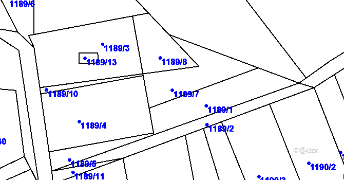 Parcela st. 1189/7 v KÚ Vesec u Liberce, Katastrální mapa