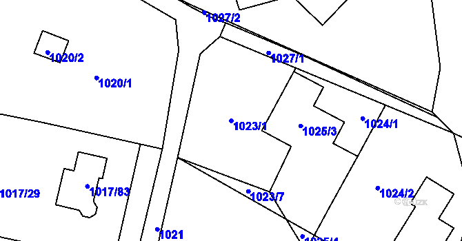 Parcela st. 1023/1 v KÚ Vesec u Liberce, Katastrální mapa