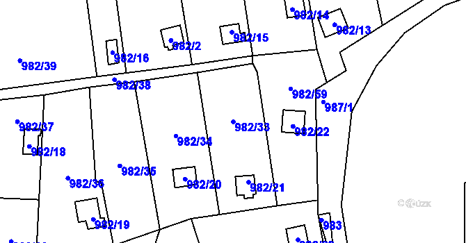 Parcela st. 982/33 v KÚ Vesec u Liberce, Katastrální mapa