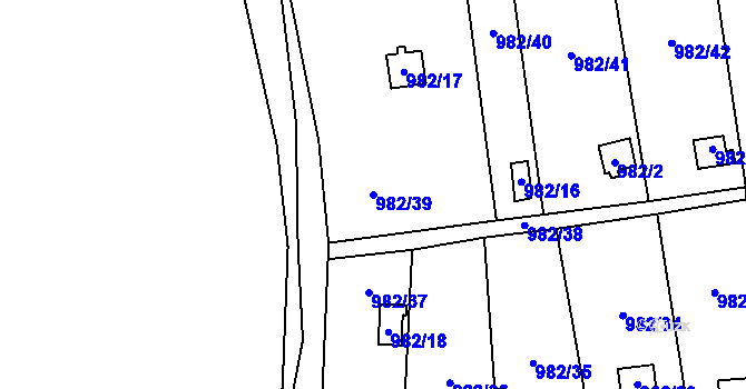 Parcela st. 982/39 v KÚ Vesec u Liberce, Katastrální mapa