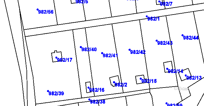 Parcela st. 982/41 v KÚ Vesec u Liberce, Katastrální mapa