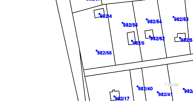 Parcela st. 982/56 v KÚ Vesec u Liberce, Katastrální mapa