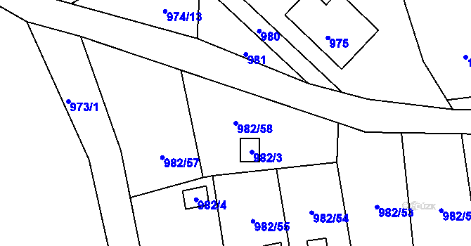 Parcela st. 982/58 v KÚ Vesec u Liberce, Katastrální mapa