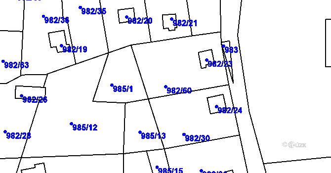 Parcela st. 982/60 v KÚ Vesec u Liberce, Katastrální mapa