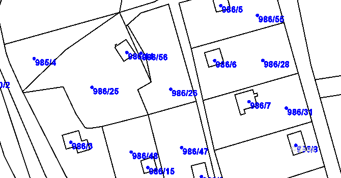Parcela st. 986/26 v KÚ Vesec u Liberce, Katastrální mapa
