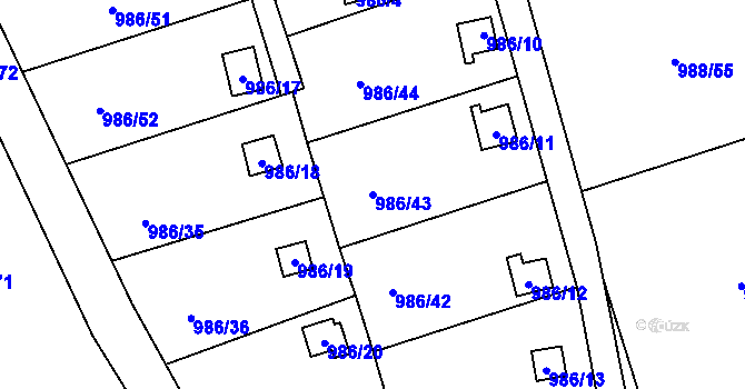 Parcela st. 986/43 v KÚ Vesec u Liberce, Katastrální mapa