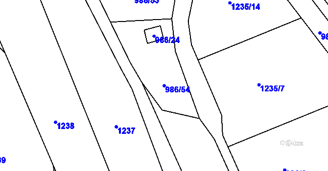 Parcela st. 986/54 v KÚ Vesec u Liberce, Katastrální mapa