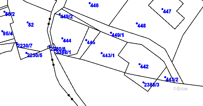 Parcela st. 443/1 v KÚ Vesec u Liberce, Katastrální mapa