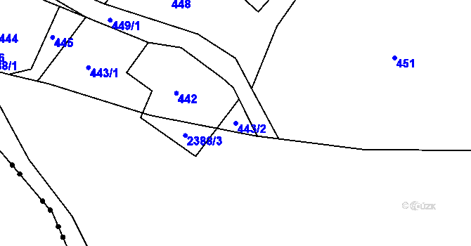 Parcela st. 443/2 v KÚ Vesec u Liberce, Katastrální mapa