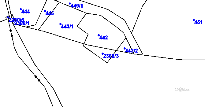 Parcela st. 2388/3 v KÚ Vesec u Liberce, Katastrální mapa