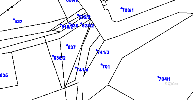 Parcela st. 741/3 v KÚ Vesec u Liberce, Katastrální mapa
