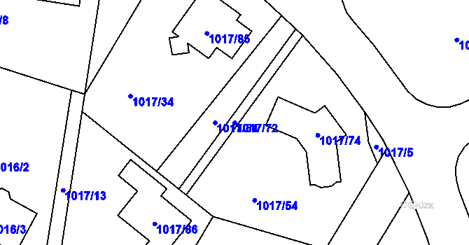 Parcela st. 1017/72 v KÚ Vesec u Liberce, Katastrální mapa