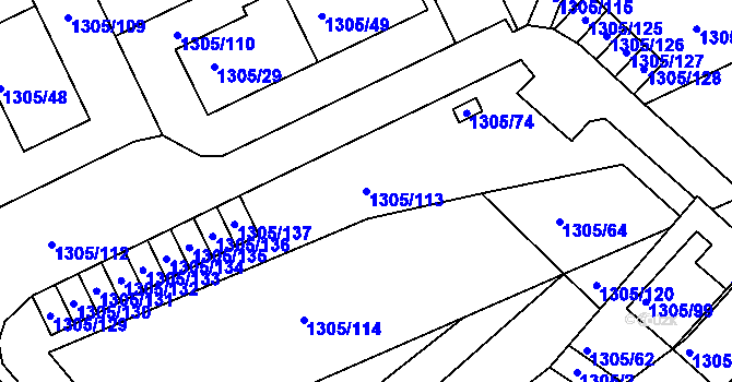 Parcela st. 1305/113 v KÚ Vesec u Liberce, Katastrální mapa