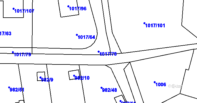 Parcela st. 1017/78 v KÚ Vesec u Liberce, Katastrální mapa