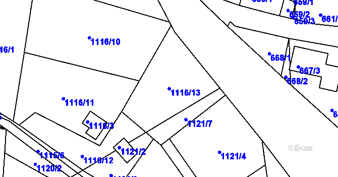 Parcela st. 1116/13 v KÚ Vesec u Liberce, Katastrální mapa