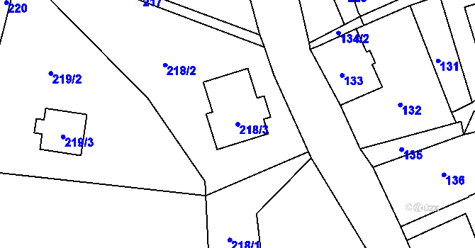 Parcela st. 218/3 v KÚ Vesec u Liberce, Katastrální mapa