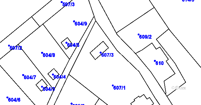 Parcela st. 607/3 v KÚ Vesec u Liberce, Katastrální mapa