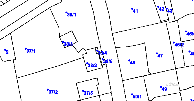 Parcela st. 38/4 v KÚ Vesec u Liberce, Katastrální mapa