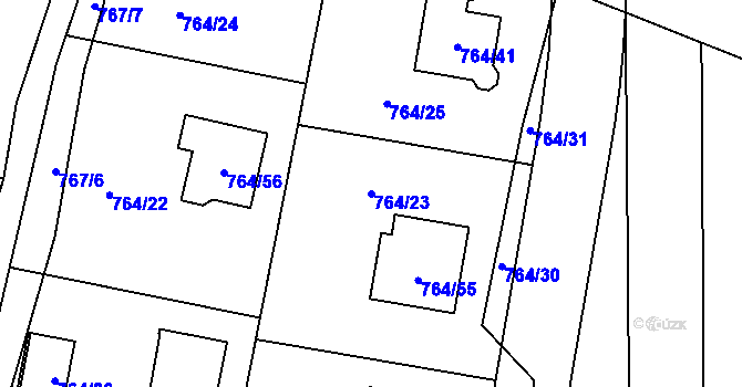 Parcela st. 764/23 v KÚ Vesec u Liberce, Katastrální mapa