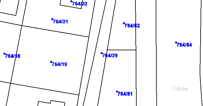Parcela st. 764/29 v KÚ Vesec u Liberce, Katastrální mapa