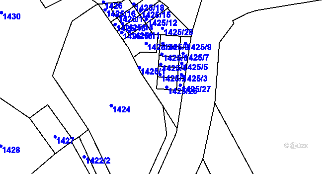 Parcela st. 1425/26 v KÚ Vesec u Liberce, Katastrální mapa