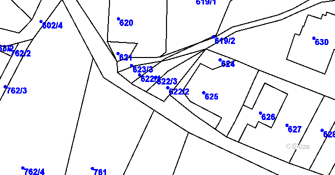 Parcela st. 622/2 v KÚ Vesec u Liberce, Katastrální mapa