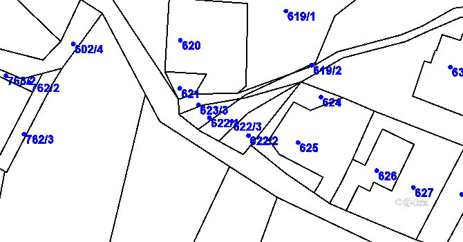 Parcela st. 622/3 v KÚ Vesec u Liberce, Katastrální mapa