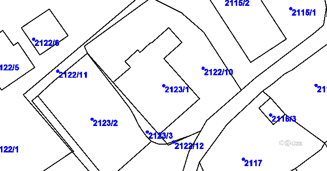 Parcela st. 2123/1 v KÚ Vesec u Liberce, Katastrální mapa