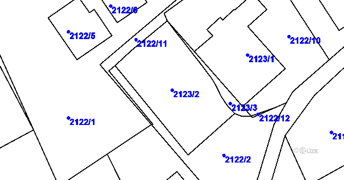 Parcela st. 2123/2 v KÚ Vesec u Liberce, Katastrální mapa