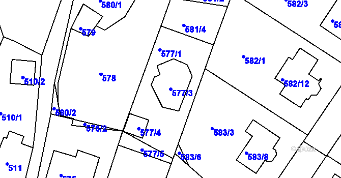 Parcela st. 577/3 v KÚ Vesec u Liberce, Katastrální mapa