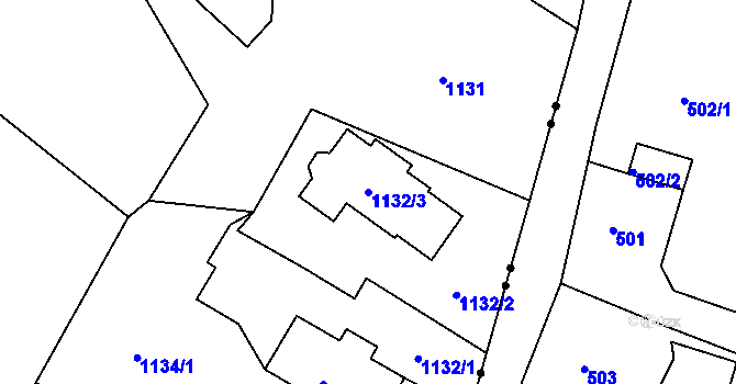 Parcela st. 1132/3 v KÚ Vesec u Liberce, Katastrální mapa