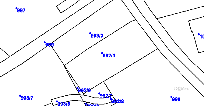 Parcela st. 992/1 v KÚ Vesec u Liberce, Katastrální mapa