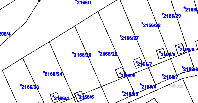 Parcela st. 2166/26 v KÚ Vesec u Liberce, Katastrální mapa