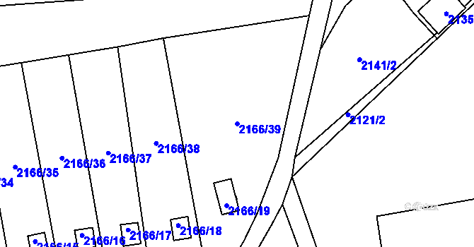 Parcela st. 2166/39 v KÚ Vesec u Liberce, Katastrální mapa