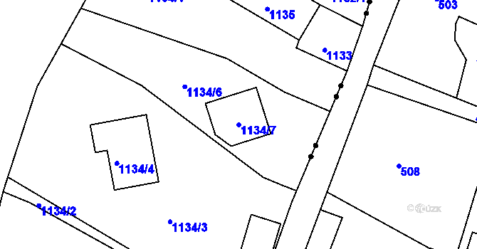 Parcela st. 1134/7 v KÚ Vesec u Liberce, Katastrální mapa
