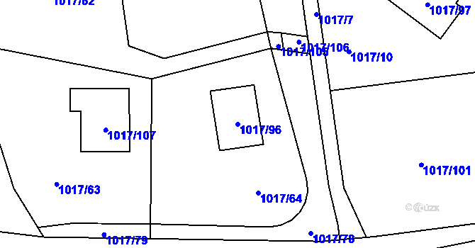Parcela st. 1017/96 v KÚ Vesec u Liberce, Katastrální mapa