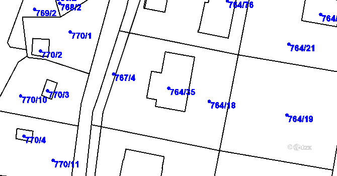 Parcela st. 764/35 v KÚ Vesec u Liberce, Katastrální mapa